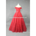 ED Bridal Off Shoulder Red Tulle with Lace Applique Lace Up Alibaba Prom Dress